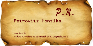 Petrovitz Montika névjegykártya